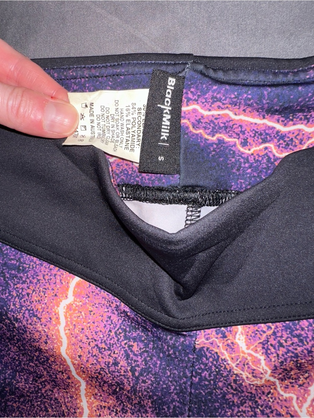 Blackmilk Lightning Purple Combat Pants Small RARE Pockets Gym Capri Leggings - Picture 2 of 8